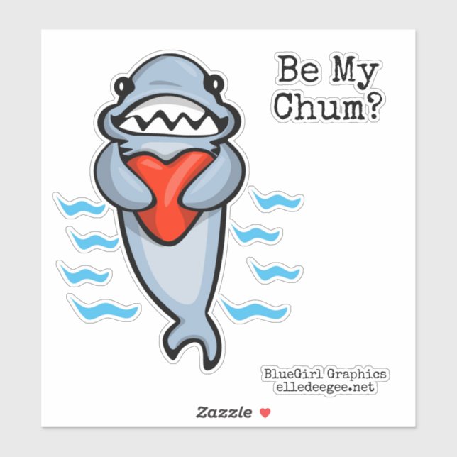 Sei mein Chum Shark Valentine Aufkleber (Blatt)