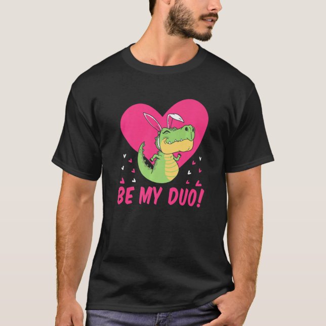 Sei mein Duo Niedlicher Dinosaurier Valentinstag T-Shirt (Vorderseite)
