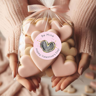 Sei mein glückliches Valentinstag Herz Runder Aufkleber