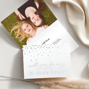 Sei mein Jr Bridesmaid   Personalisiertes Foto Sil Folienkarte