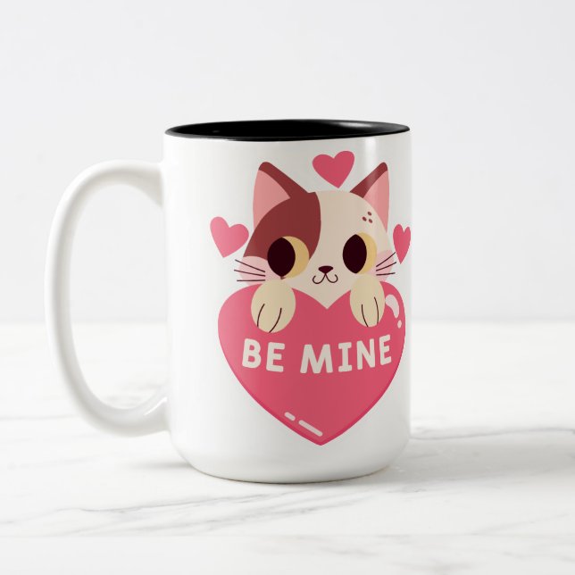 Sei mein Niedliches Kätzchen Zweifarbige Tasse (Links)
