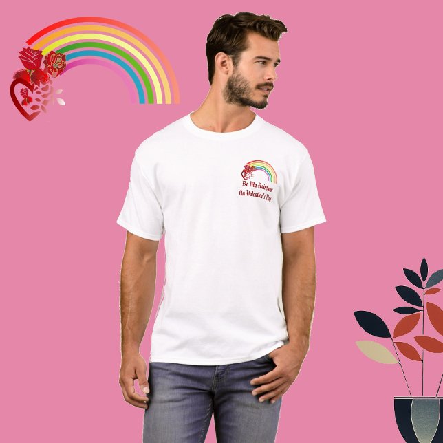 Sei mein Regenbogen Valentine Romantisches Herz Ru T-Shirt (Be My Rainbow Valentine Romantic Heart Rustic Rose T-Shirt)