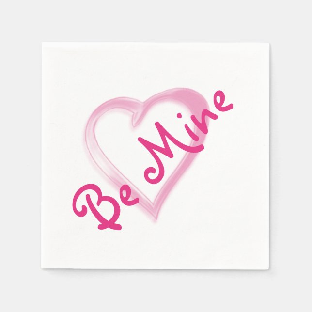 Sei mein rosa Herzpapier Napkins Serviette (Vorderseite)