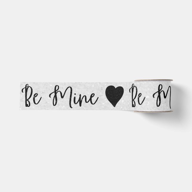 Sei mein schwarzer Glitzer Valentins Grosgrain-Ban Ripsband (Vorderseite)