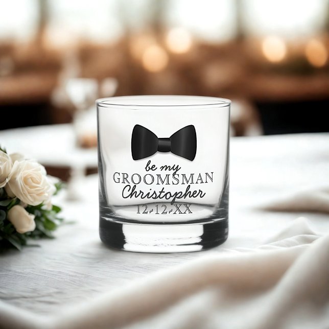 Sei mein Trauzeuge Name Wedding Whiskey Glass Whiskyglas (Your Groomsman's proposal gift and request card in one. Just add their name and your wedding date)