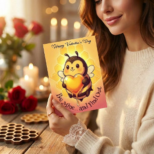 Sei mein... und finde heraus Süße Biene Valentin Feiertagskarte