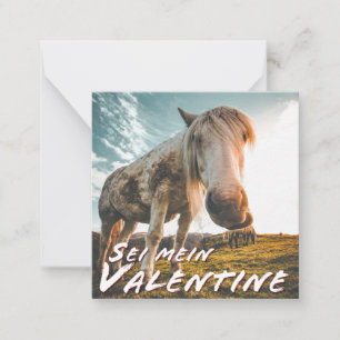 Sei mein Valentin mit schauenden Pferd Mitteilungskarte