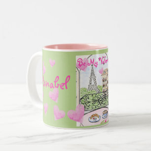 Sei mein Valentin Paris Eiffelturm Personalisieren Zweifarbige Tasse