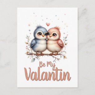 Sei mein Valentin – Süße Liebesvögel Valentins-Kun Postkarte