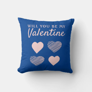 Sei mein Valentine Blue Pink Heart Valentine Day Kissen