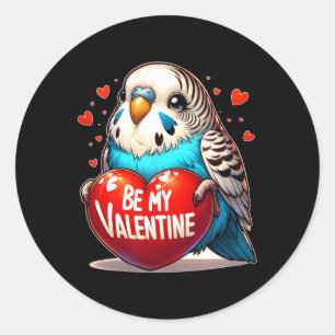 Sei mein Valentine Budgie Herz Runder Aufkleber