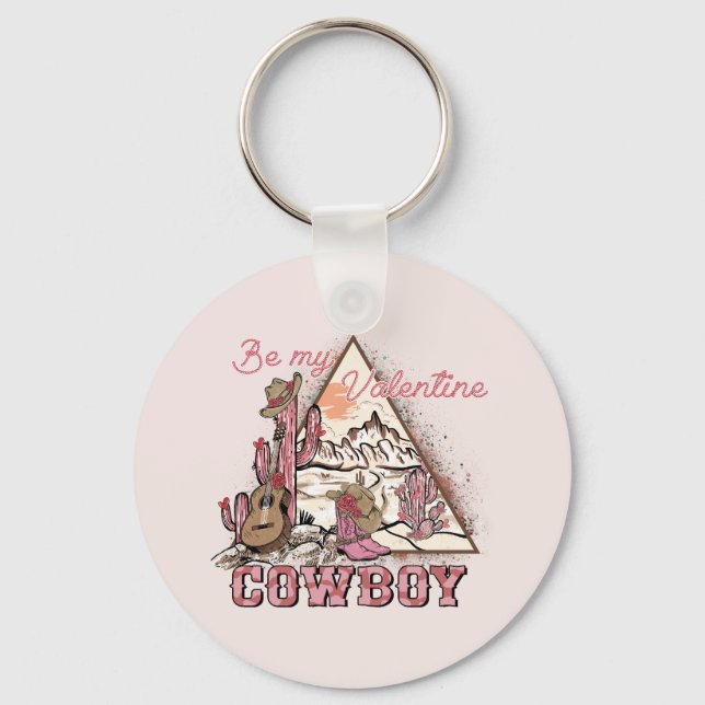 Sei mein Valentine Cowboy Schlüsselanhänger (Vorderseite)