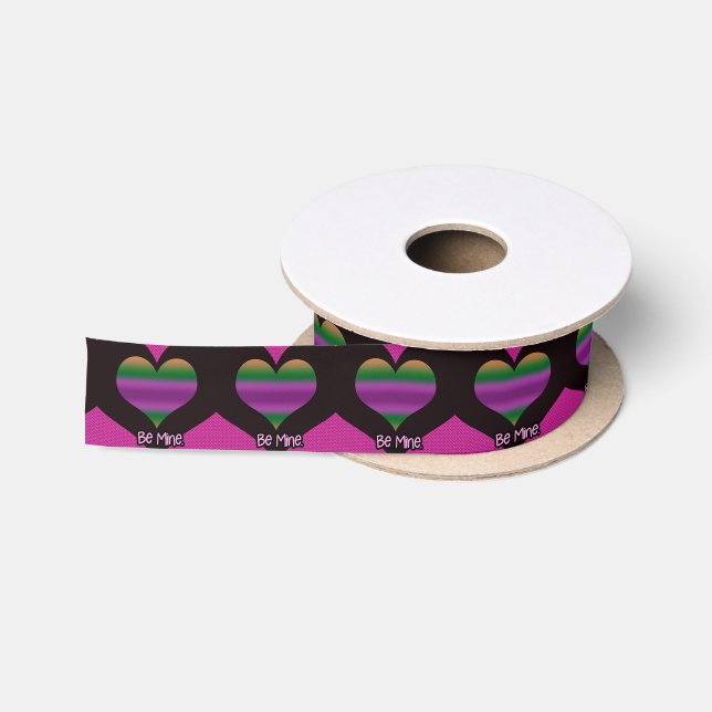 Sei mein Valentine Lila Herz Satinband (Spule)