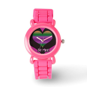 Sei mein Valentine Lila Strip Herz Armbanduhr