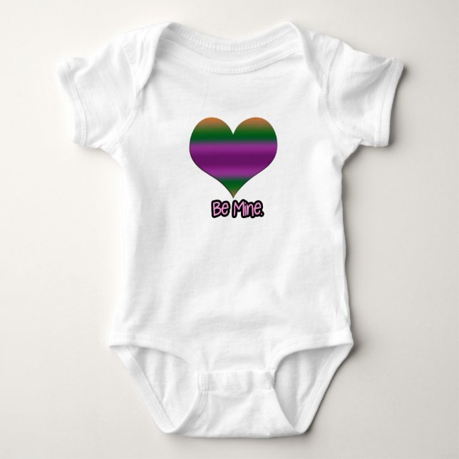 Sei mein Valentine Lila Strip Herz Baby Strampler (Vorderseite)