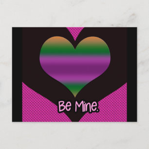 Sei mein Valentine Lila Strip Herz Feiertagspostkarte