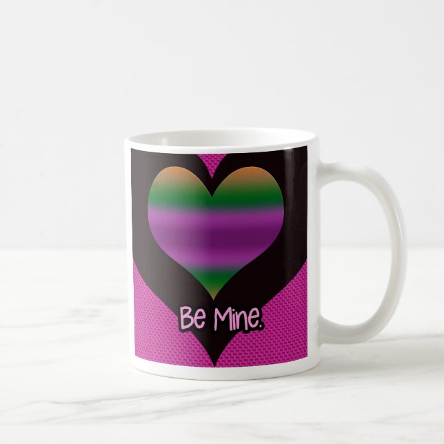 Sei mein Valentine Lila Strip Herz Kaffeetasse (Rechts)