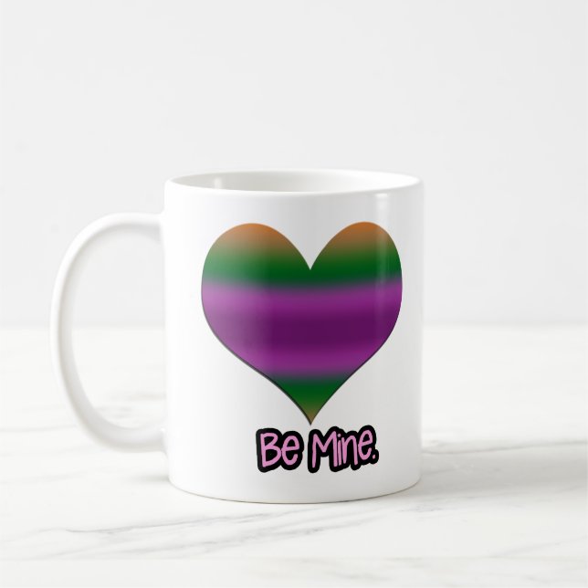 Sei mein Valentine Lila Strip Herz Kaffeetasse (Links)