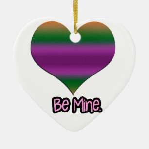 Sei mein Valentine Lila Strip Herz Keramik Ornament