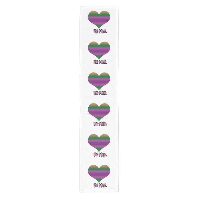Sei mein Valentine Lila Strip Herz Kurzer Tischläufer (Vorderseite)
