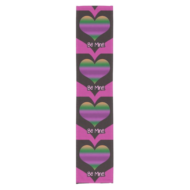 Sei mein Valentine Lila Strip Herz Kurzer Tischläufer (Vorderseite)