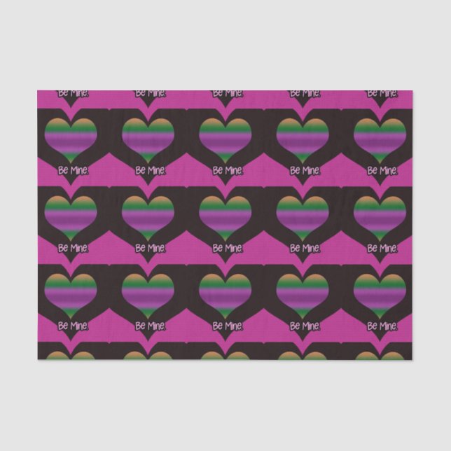 Sei mein Valentine Lila Strip Herz Seidenpapier (Vorderseite)