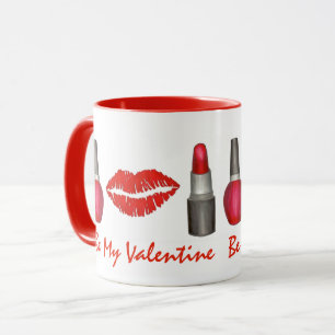 Sei mein Valentine Lipstick Kiss Nail Polnisch Kos Tasse