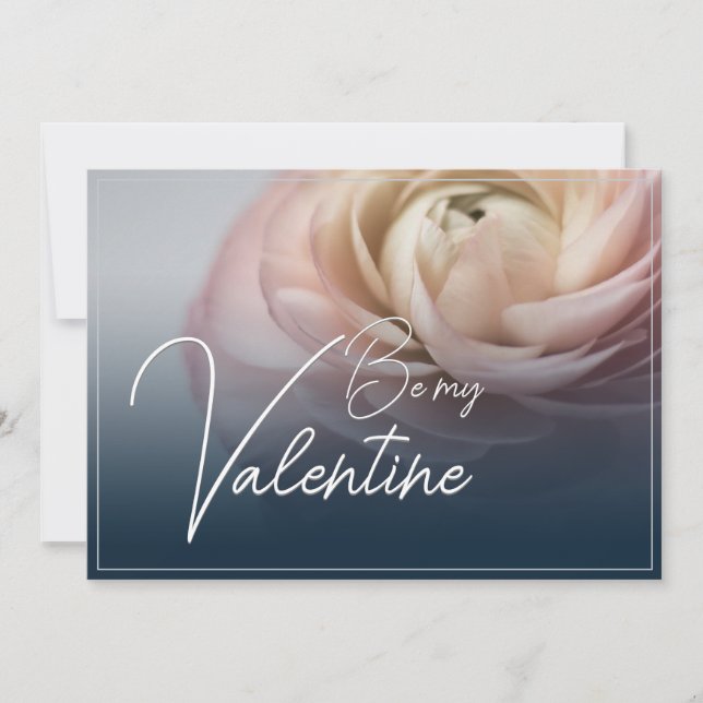Sei mein Valentine - mit großer rosa Rose (Vorderseite)