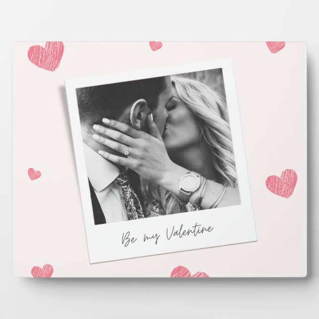 Sei mein Valentine | personalisiertes Foto | Rotes Fotoplatte (Vorderseite)
