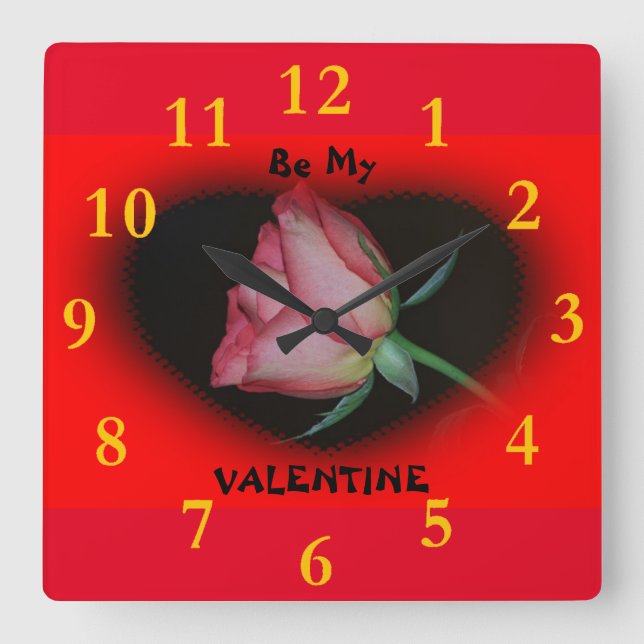Sei mein Valentine Quadratische Wanduhr (Vorderseite)