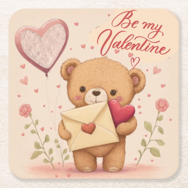 Sei mein Valentine Rechteckiger Pappuntersetzer (Vorderseite)