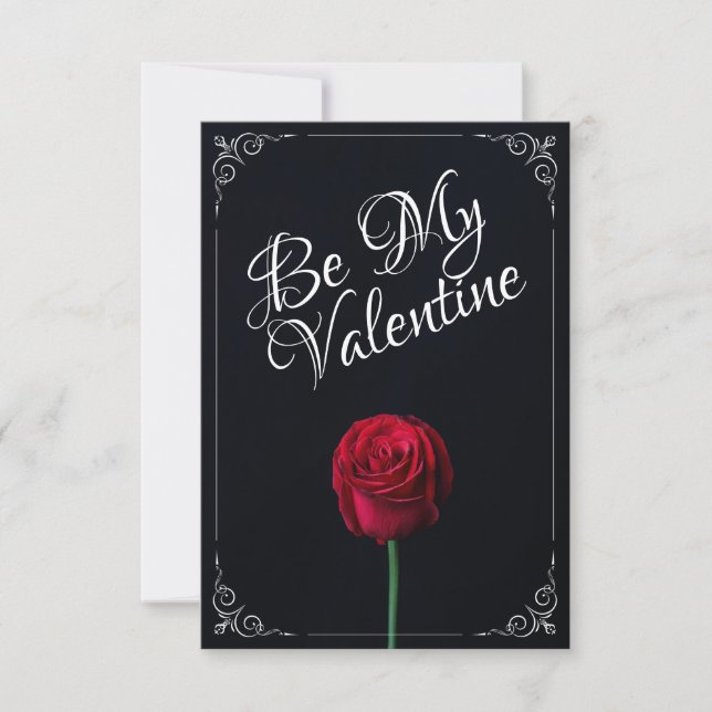 Sei mein Valentine - Rote Rose dunkel (Vorderseite)