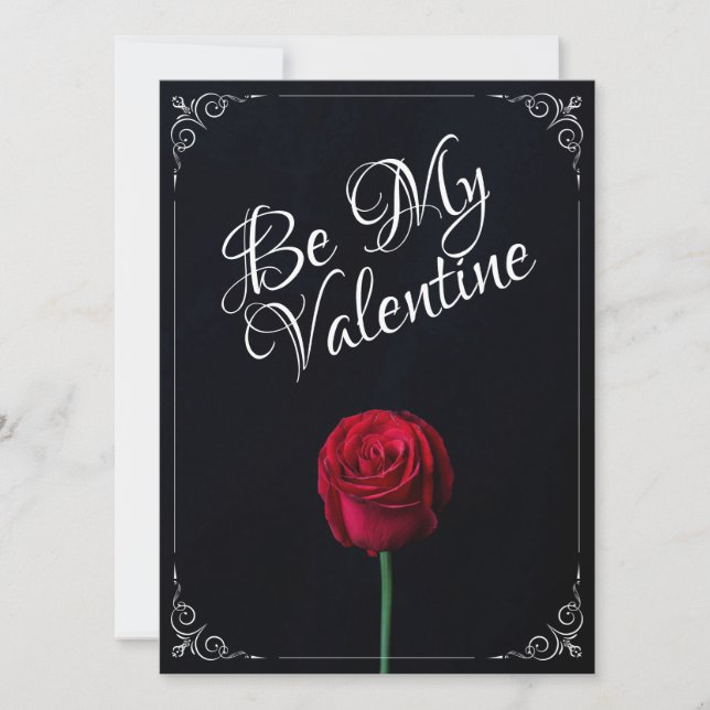 Sei mein Valentine - Rote Rose dunkel (Vorderseite)