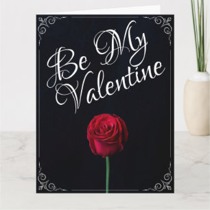 Sei mein Valentine - Rote Rose dunkel Karte