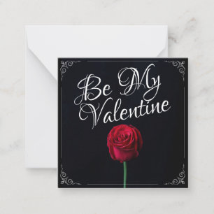 Sei mein Valentine - Rote Rose dunkel Mitteilungskarte