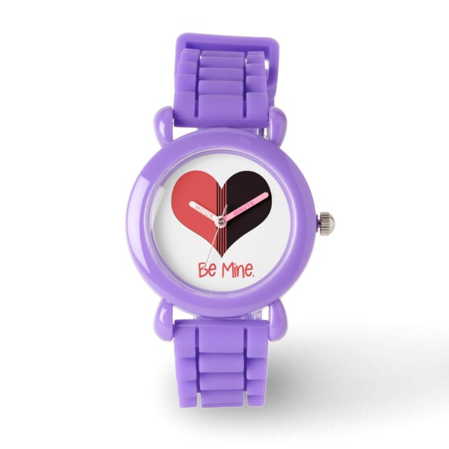 Sei mein Valentine Roter Streifen Herz Armbanduhr (Vorderseite)