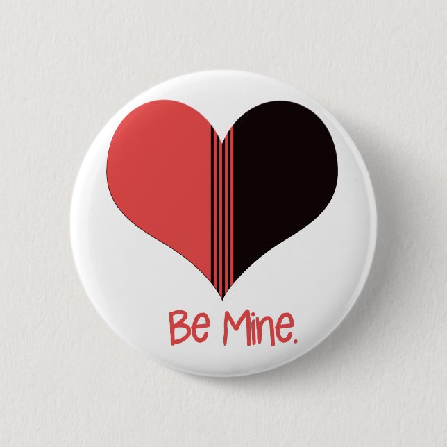 Sei mein Valentine Roter Streifen Herz Button (Vorderseite)