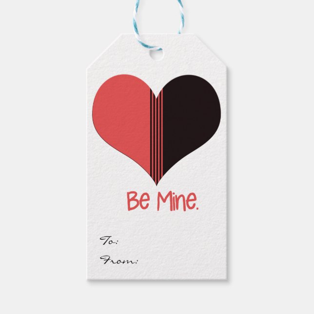 Sei mein Valentine Roter Streifen Herz Geschenkanhänger (Vorderseite)
