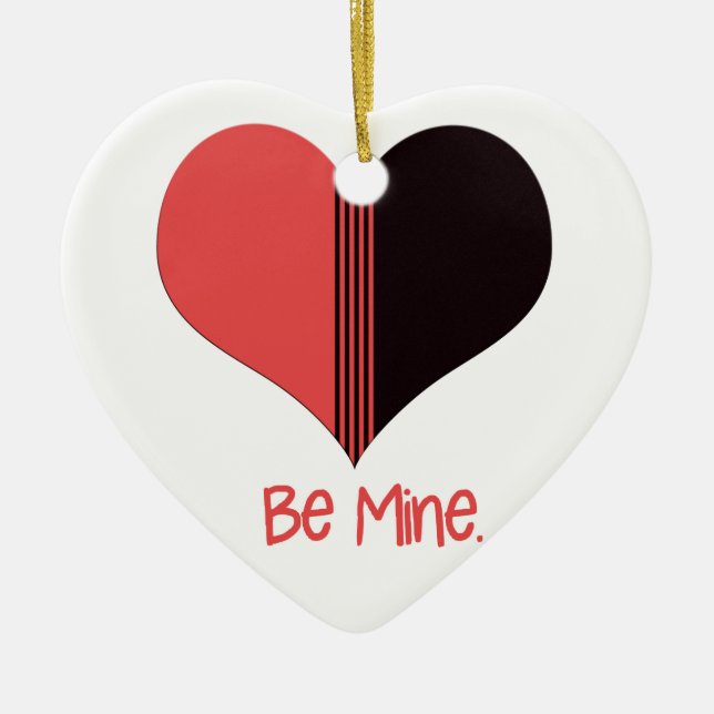 Sei mein Valentine Roter Streifen Herz Keramik Ornament (Vorne)
