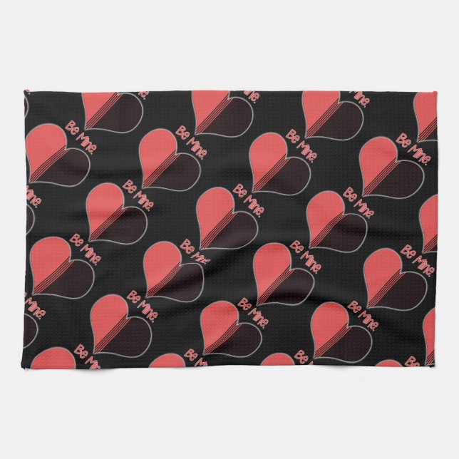 Sei mein Valentine Roter Streifen Herz Küchentuch (Horizontal)