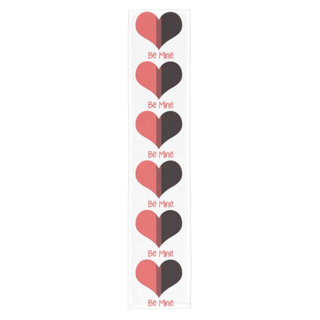 Sei mein Valentine Roter Streifen Herz Kurzer Tischläufer (Vorderseite)