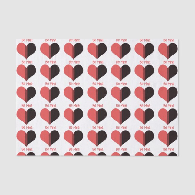 Sei mein Valentine Roter Streifen Herz Seidenpapier (Vorderseite)