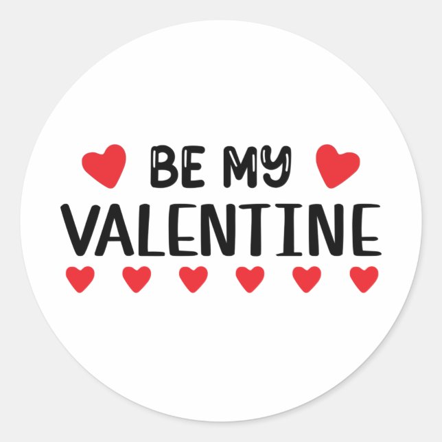 Sei mein Valentine Runder Aufkleber (Vorderseite)