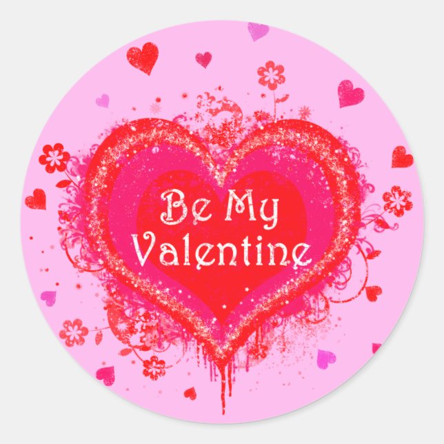 Sei mein Valentine Runder Aufkleber (Vorderseite)