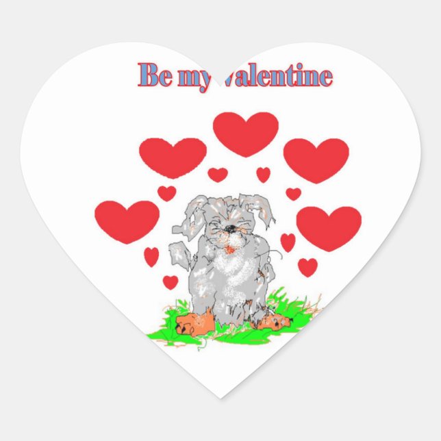 Sei mein Valentine /Sarr Herz-Aufkleber (Vorderseite)