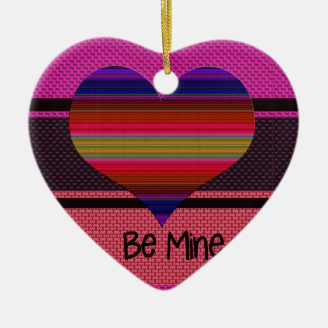 Sei mein Valentiner Regenbogenherz Keramik Ornament (Vorne)