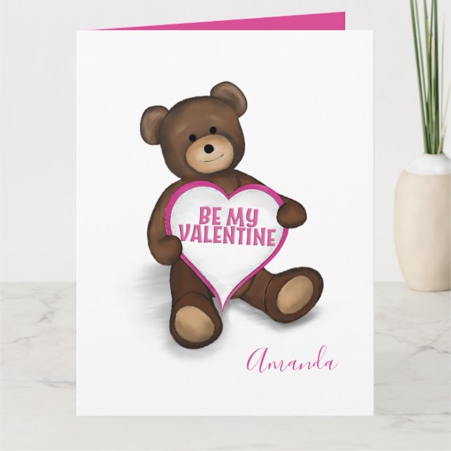 Sei mein Valentiner Vintager Niedlicher Teddybär Karte (Vorderseite)