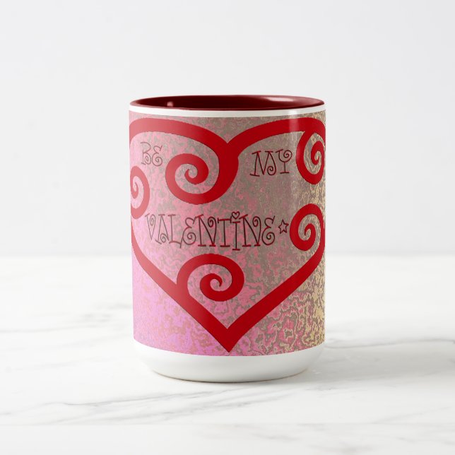 Sei mein Valentinherz Zweifarbige Tasse (Mittel)