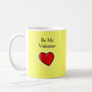 Sei mein valentinisches rotes Herz auf gelb Kaffeetasse