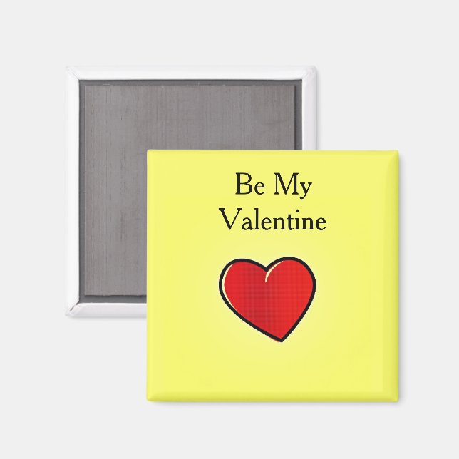 Sei mein valentinisches rotes Herz auf gelb Magnet (Vorderseite/Rückseite)